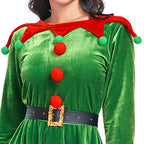 Women's Christmas elf costume set, adult velvet dress costume, Santa Claus helper, Christmas holiday