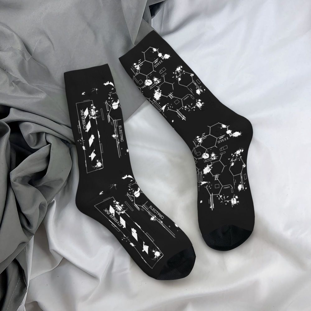 Techwear Men's Crew Socks Unisex Fun Japanese Future Tech Street Wear Style Spring Summer Autumn Winter Dress Socks