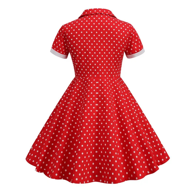 Vintage Dot Dress for Kids Girl Cosplay Party Princess Summer Prom Dress School Performance Clothing Full Pringting Children Dre