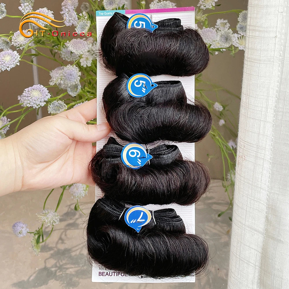 Indian Bouncy Curl 100% Human Hair 4 Bundles Deal Burgundy Curly Bundles For Women Short Raw Human Hair Extensions