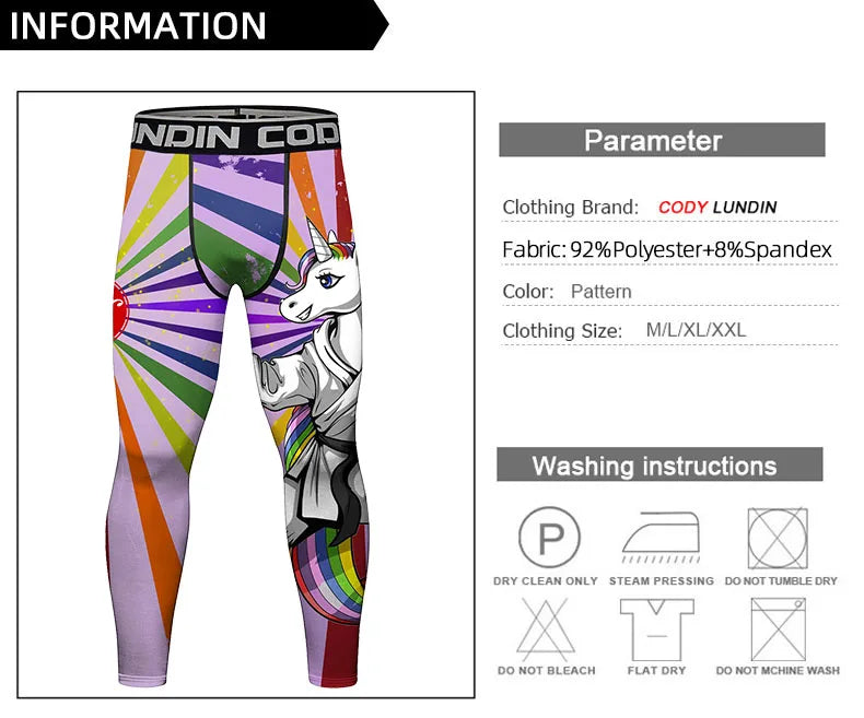 Legging Compression MMA Homme – BJJ Kickboxing Fitness Impression 3D