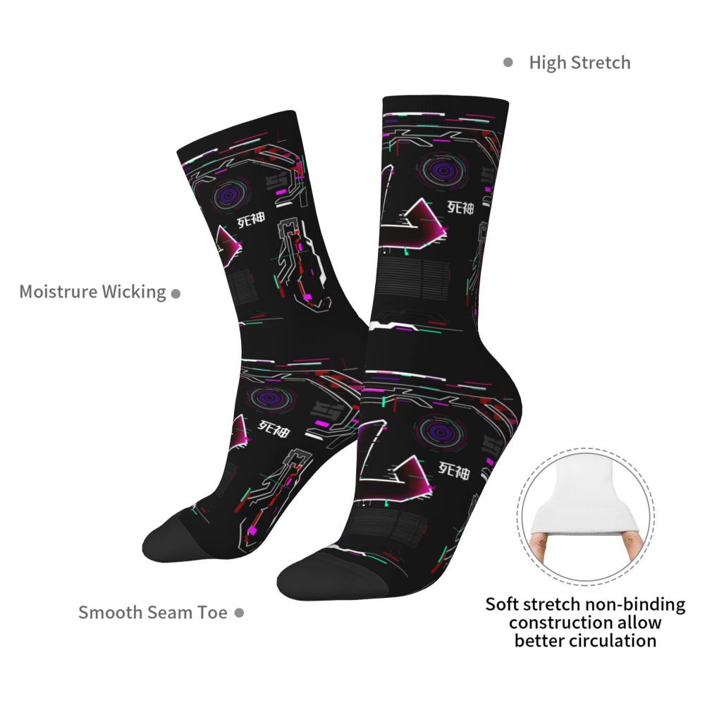 Techwear Men's Crew Socks Unisex Fun Japanese Future Tech Street Wear Style Spring Summer Autumn Winter Dress Socks