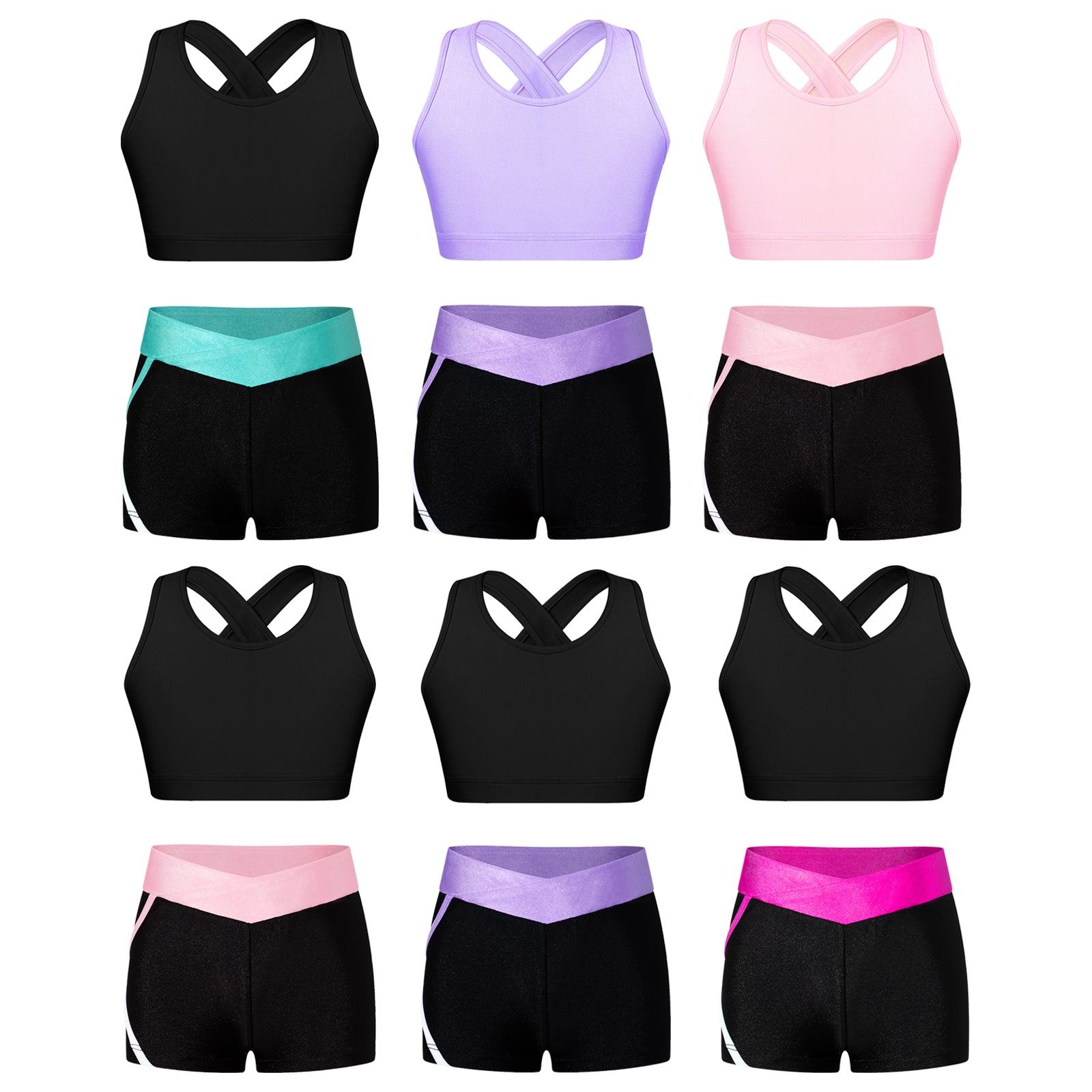 Children's Clothing Girls Ballet Dance Suits Crop Top + Shorts Sports Sets for Running Gym Workout Outfit 8 10 14 16 Kids Sets