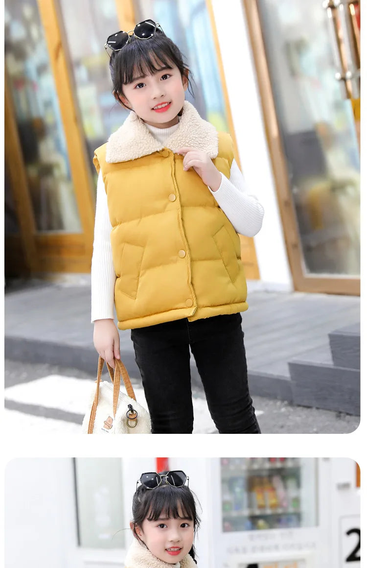 Gilet Sans Manches Enfant À Capuche – Imprimé Cartoon Chaud Automne Hiver 7-13 Ans