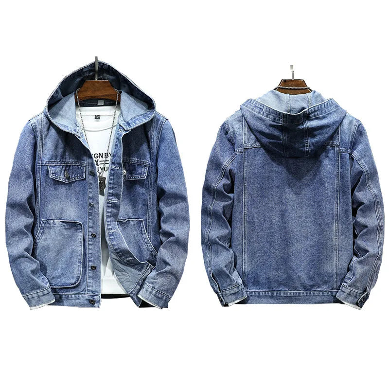 Veste Jean Homme À Capuche – Casual Manches Longues Printemps Été 2025