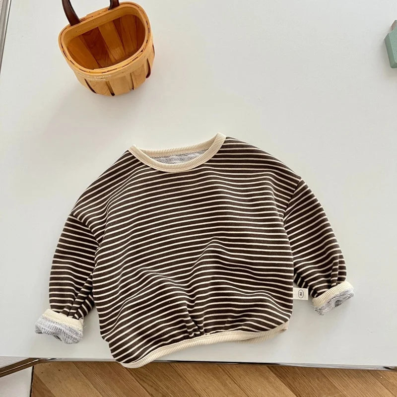 T-shirt enfant unisexe rayé – Col rond et manches longues