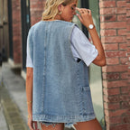 2025 Newest Fashion Denim Vest For Women Sleeveless Casual Loose Long Jeans Jacket Coat Street Hipster Female Clothing S-XXL