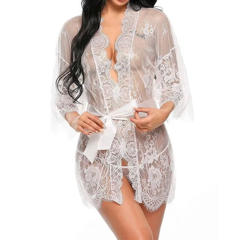 Kimono Dentelle Transparent Femme