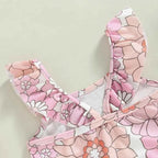 Baby Girls Swimwear Infant Off Shoulder Sleeveless Floral Print Bikini Kids Beachwear Toddler Bathing Suits Swimsuits