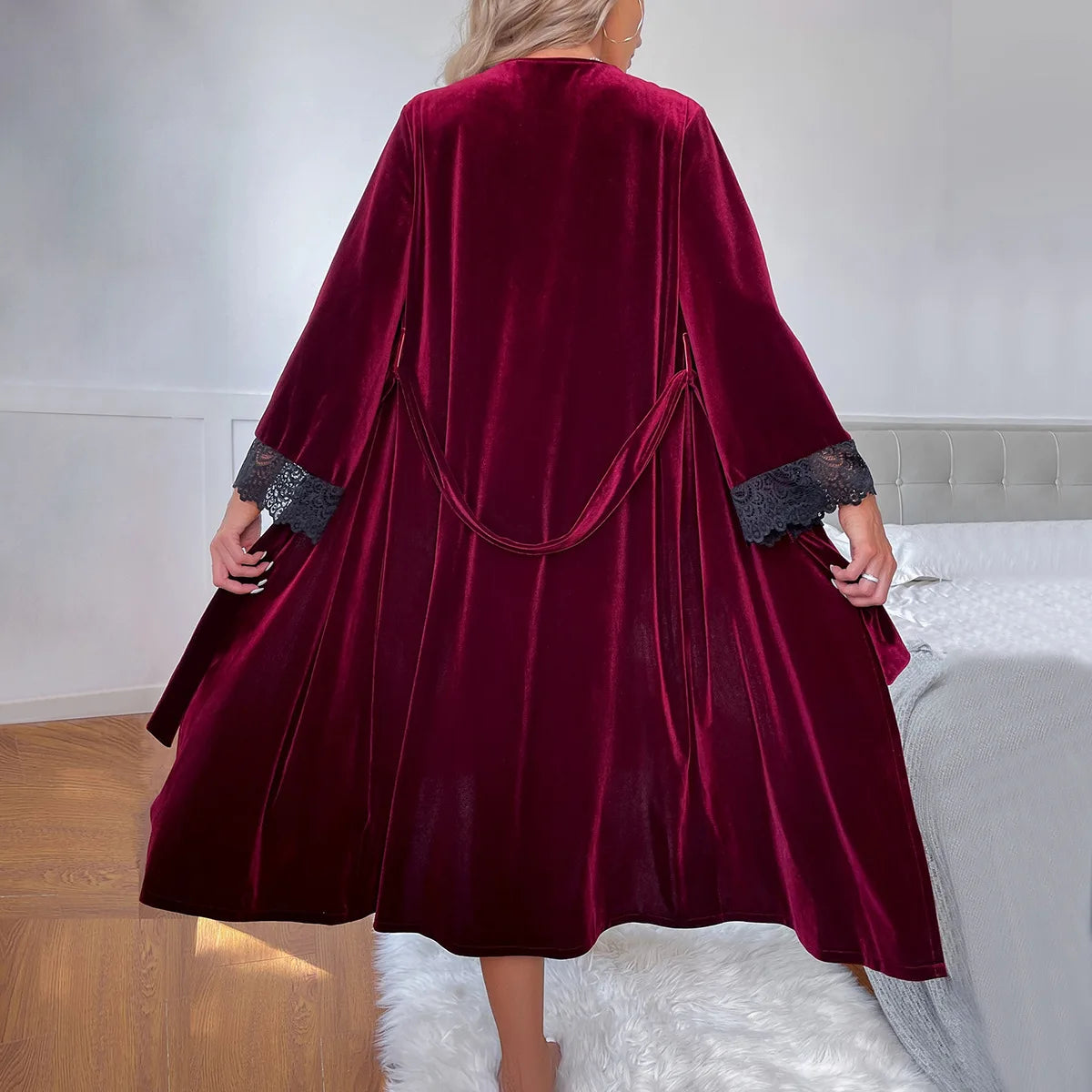 Robe de chambre femme en velours – Mi-longue et élégante