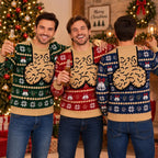 Men Christmas Ugly Shirt Funny Chest Hair Suspender Crew Neck Long Sleeve Snowflake Bell Green Red Blue Xmas Party Gifts