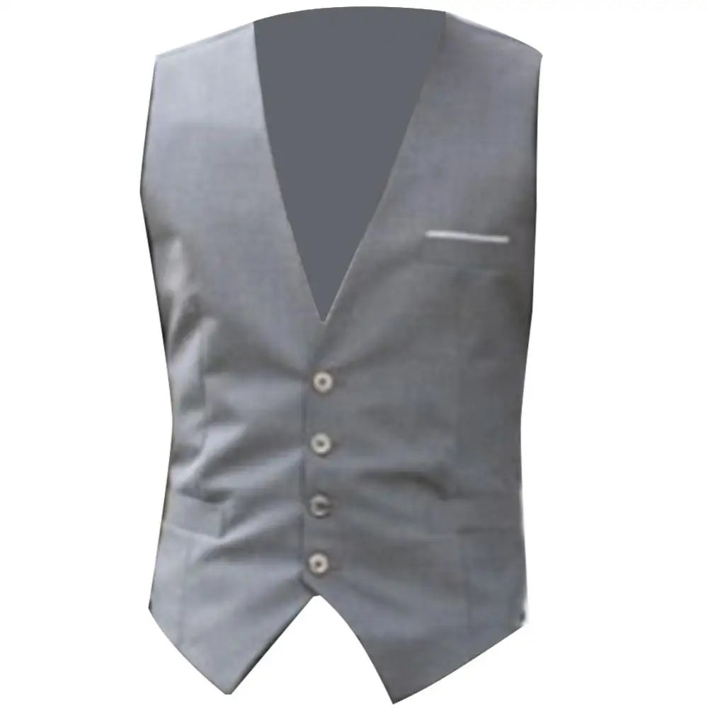 Gilet de costume homme uni – Col V et fermeture boutonnée