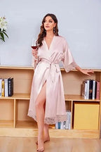 Robe de chambre femme satinée – Kimono de mariage