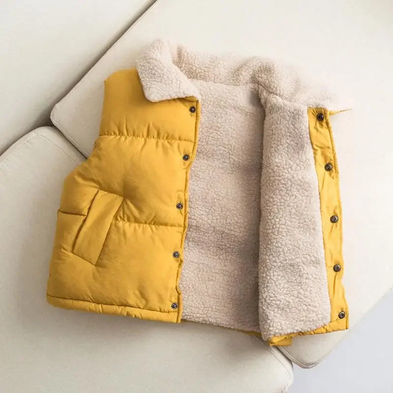 Gilet Sans Manches Enfant À Capuche – Imprimé Cartoon Chaud Automne Hiver 7-13 Ans