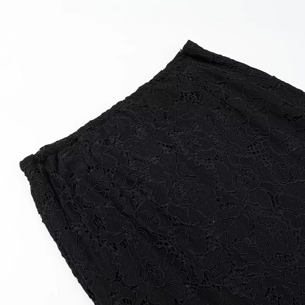Elegant Solid Lace Ruffles Maxi Skirt Set Women Vintage Single Breasted Flared Sleeve V-neck Slim Blouse Suit Lady Party Outfits