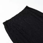 Elegant Solid Lace Ruffles Maxi Skirt Set Women Vintage Single Breasted Flared Sleeve V-neck Slim Blouse Suit Lady Party Outfits