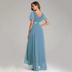 Evening Dresses XUCTHHC Elegant V-Neck Ruffles Chiffon Formal Evening