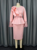 Robe femme à volants – Coupe fourreau et manches longues