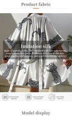 Robe de chambre kimono femme – Motif léopards et ceinture