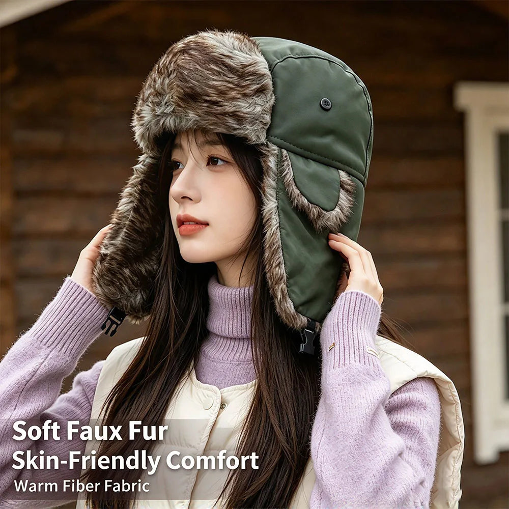 Unisex Warm Men's Women Trapper Cap Aviator Trooper Earflap Winter Flaps Ski Hat New Er Hats Russian Faux Fur Hats