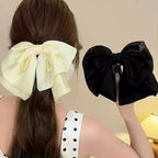 Barrette à grand nœud superposé – Noir ou beige