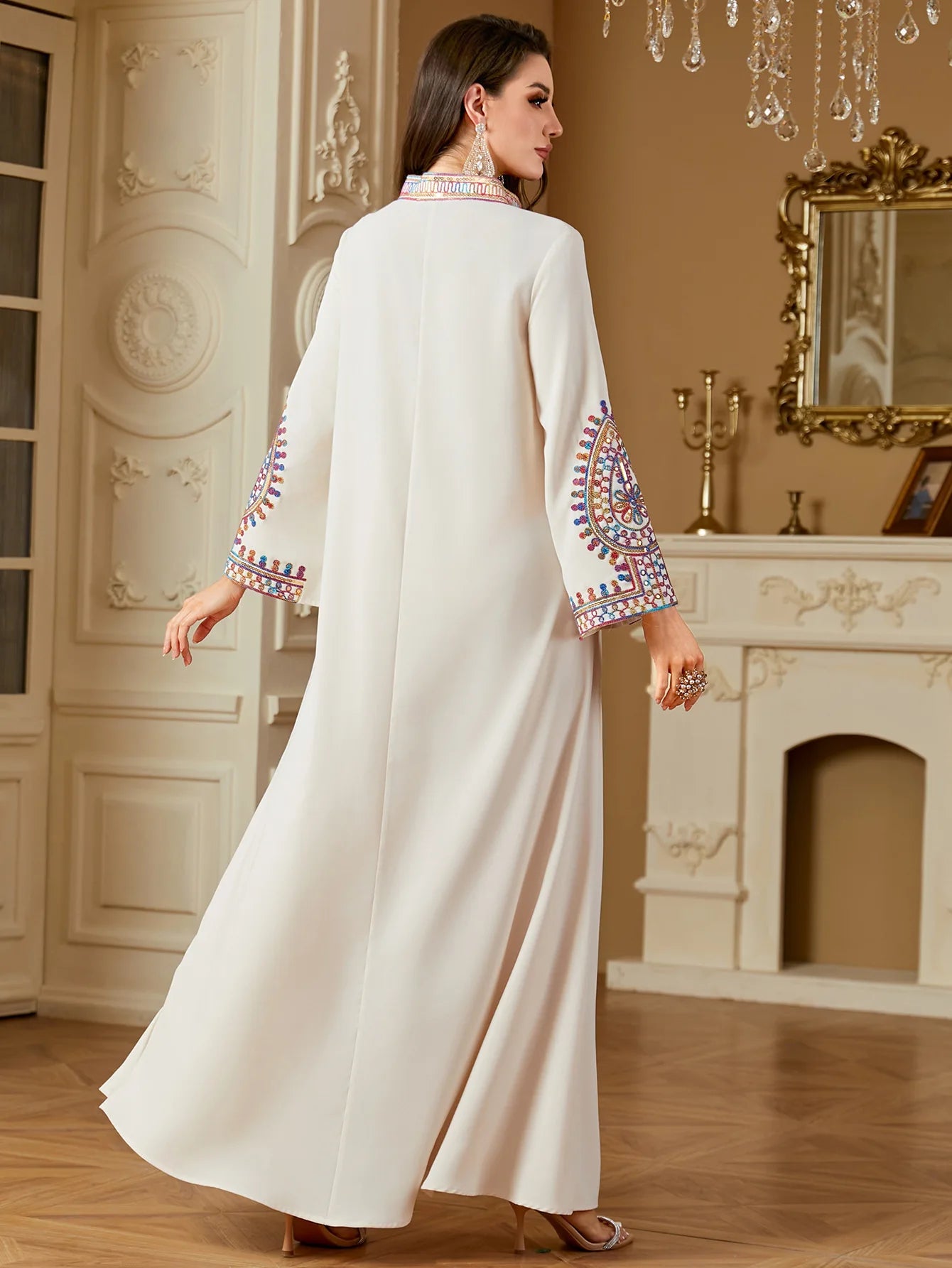 2025 Ramadan Muslim Women Embroidery Long Dress Islam Gulf Jalabiya Morocco Kaftan Turkey Robe Dubai Abaya Eid Djellaba Vestidos