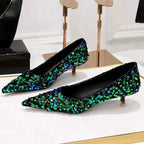 Escarpins Paillettes Femme – Talon Chaton 4,5cm Luxe Banquet Mariage