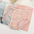 Women Transparent Lace Panties Large Sizes with High Waist Summer Sexy Mesh Hollow Out Briefs Women's Underwear Plus Size