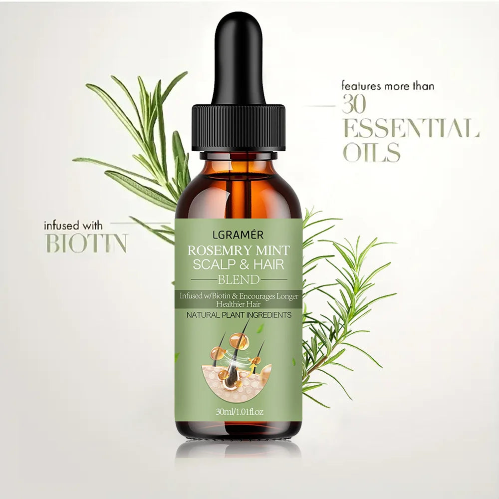 Hair Growth Oil Organic  Peppermint Rosemary Scalp Strengthening Oil Nourishing Care Anti-split Ends and Hair Loss Hair Oil Set