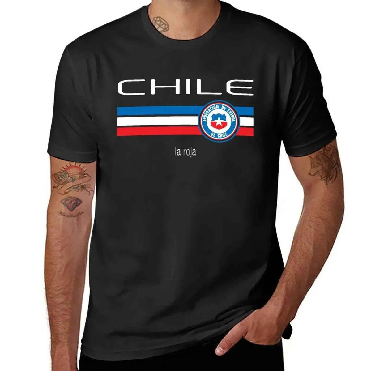 customizeds vintage t shirts for men graphic Hot Sale New Arrival  Crewneck Round Neck cotton Football - Chile Home Red T-Shirt