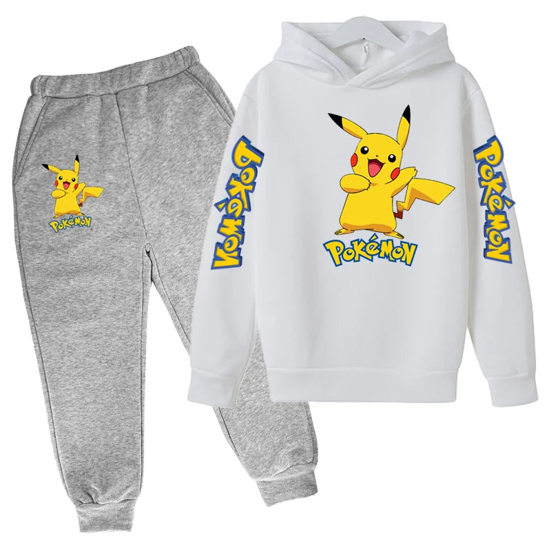 New Children's Sports Outfit Set-Hooded Jacket+long Pants with Cartoon Patterns Casual Loose Fit Suitable Boys Girls Aged3to13