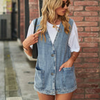 2025 Newest Fashion Denim Vest For Women Sleeveless Casual Loose Long Jeans Jacket Coat Street Hipster Female Clothing S-XXL