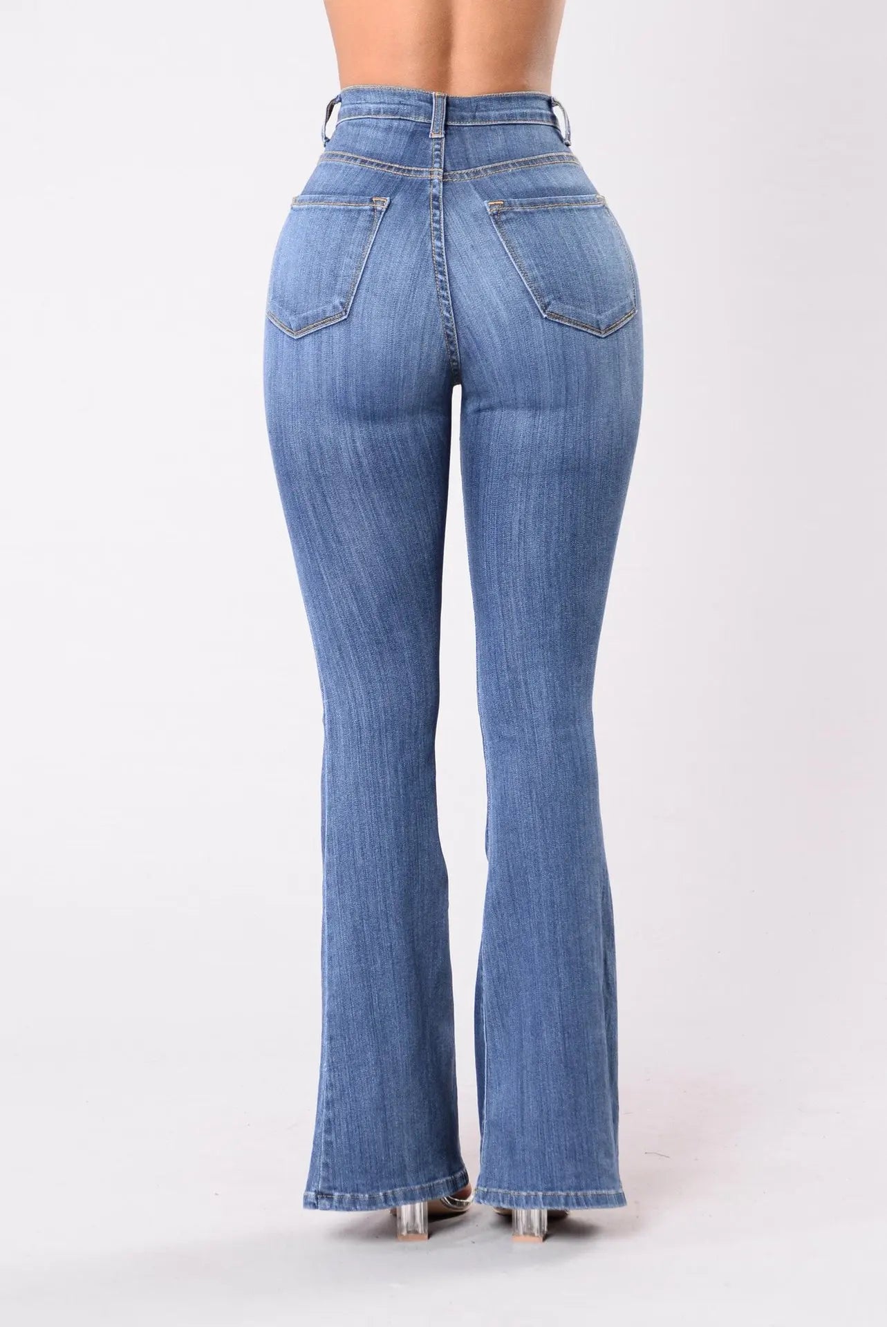 European American Best Selling Spring Autumn Fashion Women Jeans Slim Fit High Waist Versatile Hip Lifting Flared Pants