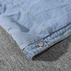 Men's Denim Jacket Autumn Winter Thickened Fleece Collar Cotton Jacket Loose Fit Warm Korean Style Lamb Velvet Lined Coat