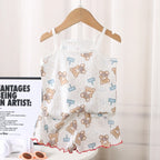 2024 New Kids Tops+shorts Set Summer Thin Baby Cotton Vest Sleeveless