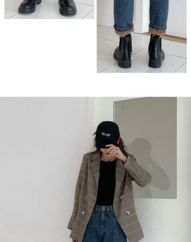 Velvet Thickened New Jeans Female Straight Pants Loose 2023 Winter Korean High-waisted Outside Wearing Warm Harun Pants