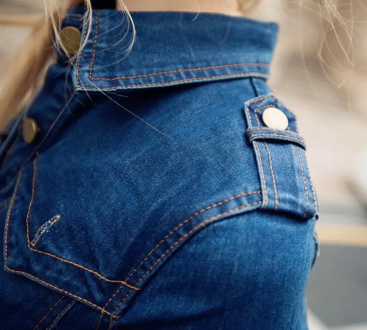 Robe-chemise en denim femme – Y2K mi-longue à ceinture