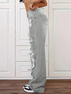 Jean large femme déchiré – Taille haute