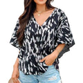 Plus Size Women's Shirt, Spotted Printed Cardigan Button V Neck Top. Casual and Fashionable Summer Clothing