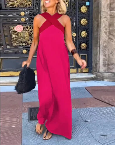 Summer Fashion Dresses For Women Sleeveless Solid Color Square-neck Casual Simple Elegant Suspender Loose Long Dresses 2025 New