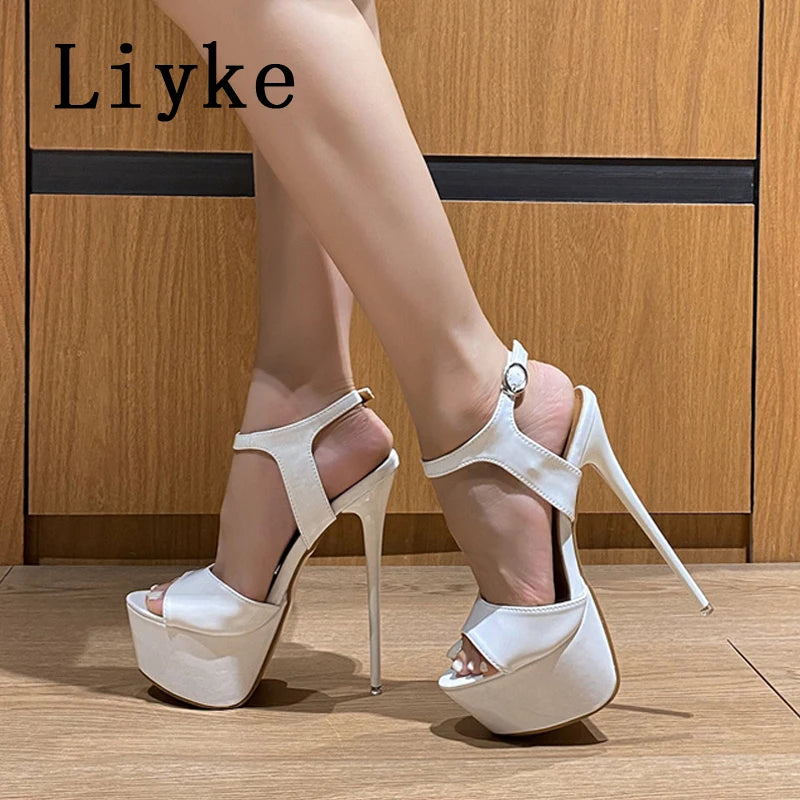 Sandales Plateforme Talon 16cm Femme – Bride Cheville Bout Ouvert Danse