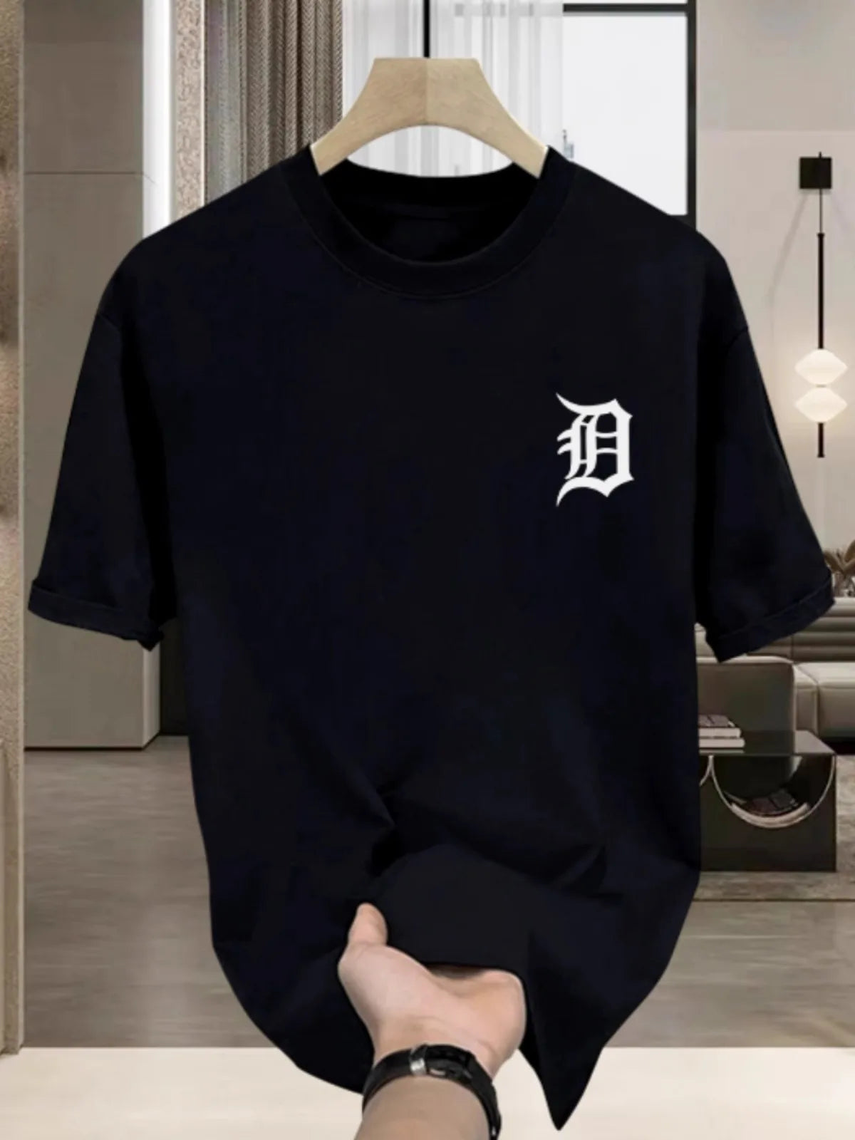 [High-quality Men's Clothing] Cotton Short-sleeved T-shirt Versatile Loose Minimalist Printing Creative Design Trendy Brand Top