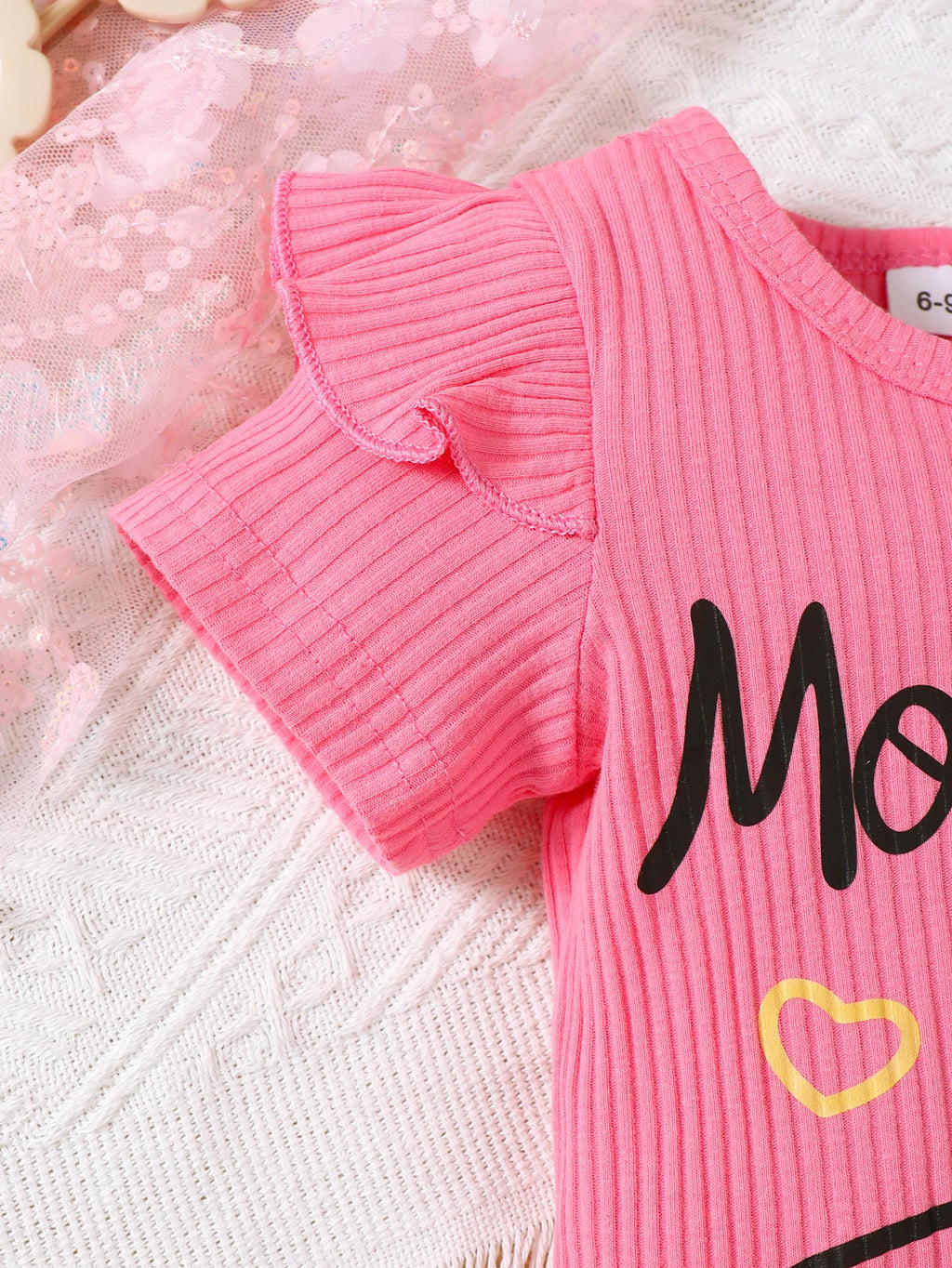 Newborn Baby Set - Mom's Girl Letter Printed jumpsuit+Cowboy Skirt 2Pcs/ Set Suitable for Cute Baby Girls 0-18 Months Summer Set