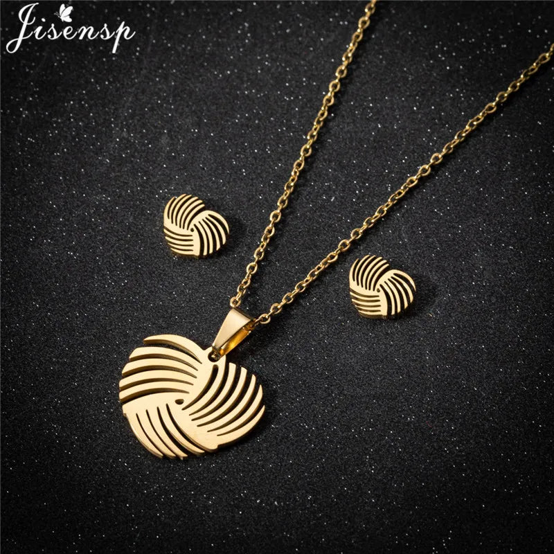 Parure Bijoux Femme Minimaliste – Collier + Boucles d’Oreilles Acier Inoxydable
