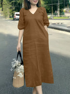 Robe femme ZANZEA col V – Manches courtes et coupe ample