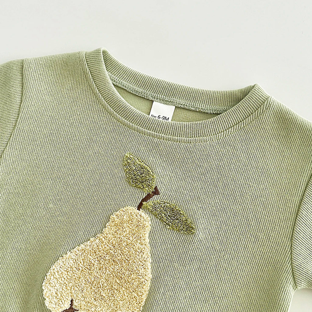 0-3Y Baby Girl Clothing Toddler Boys Sets Infant Suit Long Sleeved Pullover Shirt Cotton Newborn Baby Clothes Fruit Embroidery