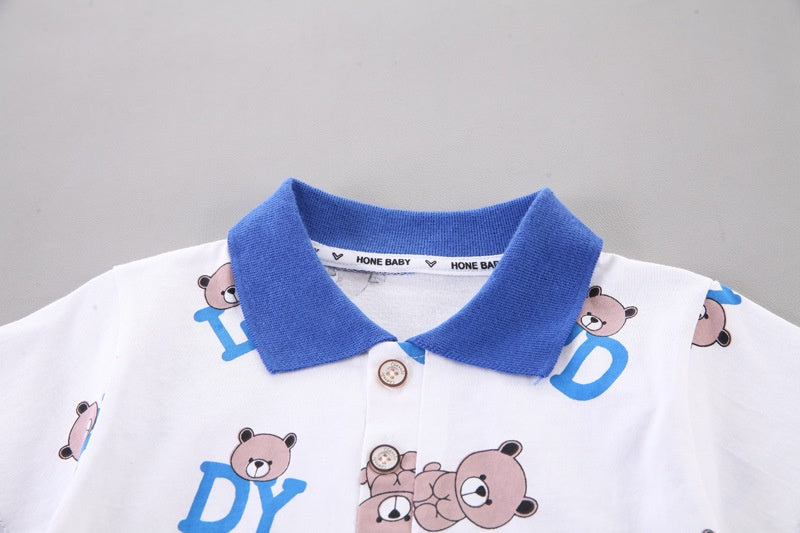 Summer Kids Baby Boys Cartoon Bear Suits Short Sleeve T-Shirt Shorts Casual Clothes Outfit Girls Clothing 2PCS/Set