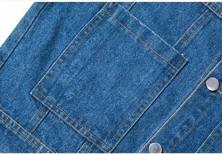 New Fashion Kids Girl Denim Vest Wasitcoat with Smile Face Outerwear Vintage Blue Children Casual Sleeveless Denim Jacket Outfit