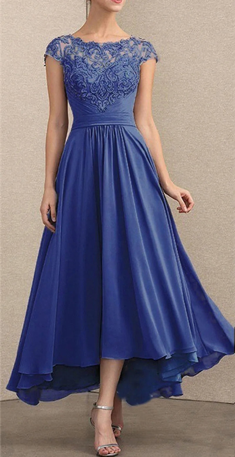 2026 Women's Elegant Evening Dresses O-Neck Sleeveless A-LINE Lace Chiffon Long Dresses Simple Prom High Waist Dress Female Robe
