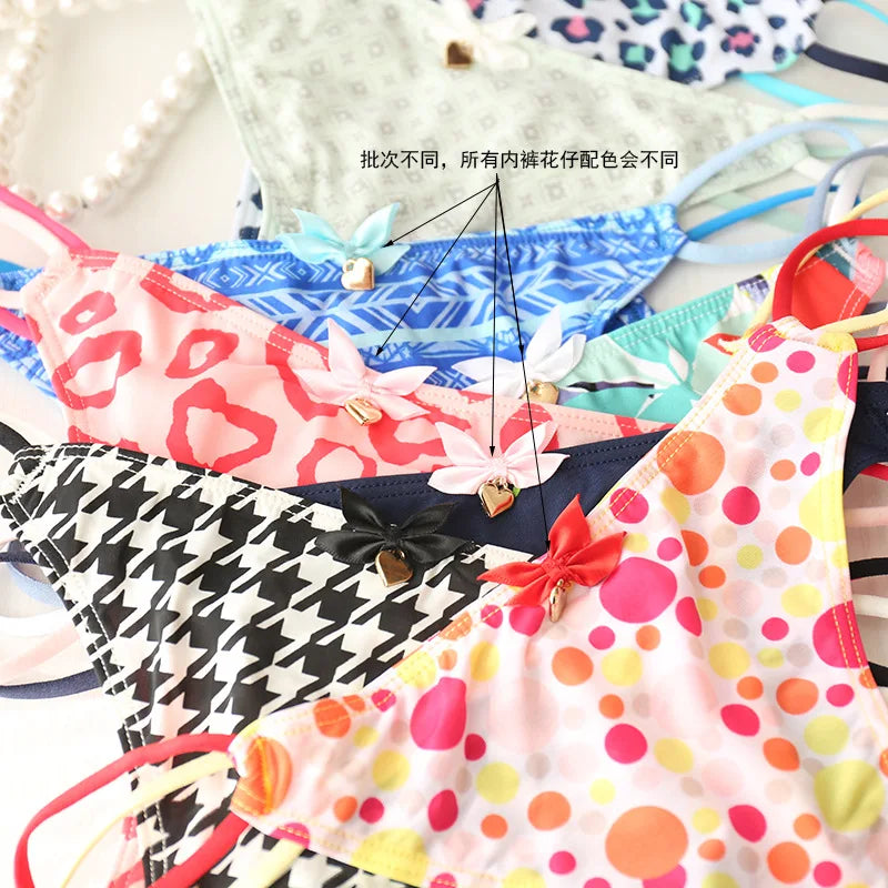 New Solid Nylon Direct Selling Girls Panties students fashion Briefs Young Girl Underwear Leopard  6pc/lot lovely